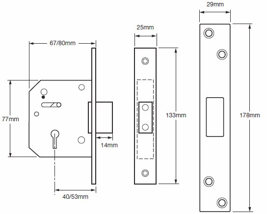 Union 3G115 mortice lock diagram 3g115